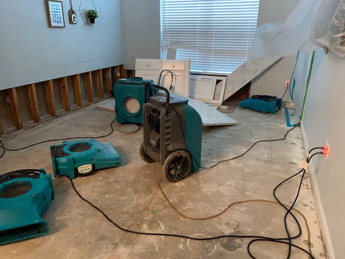 Dehumidifier in flood-cut room for Water Damage Restoration in Ukiah
