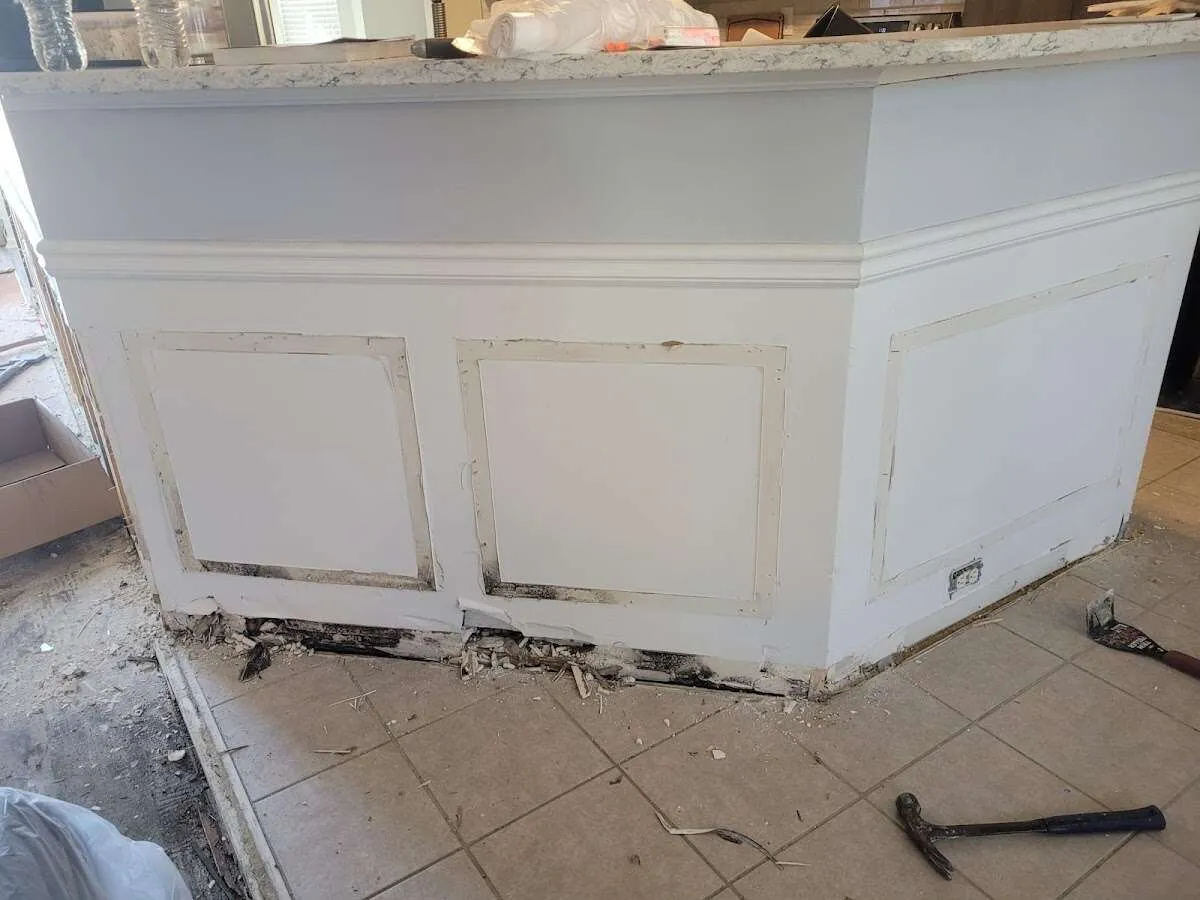 Water damage and mold on kitchen during Storm Damage Restoration in Ukiah